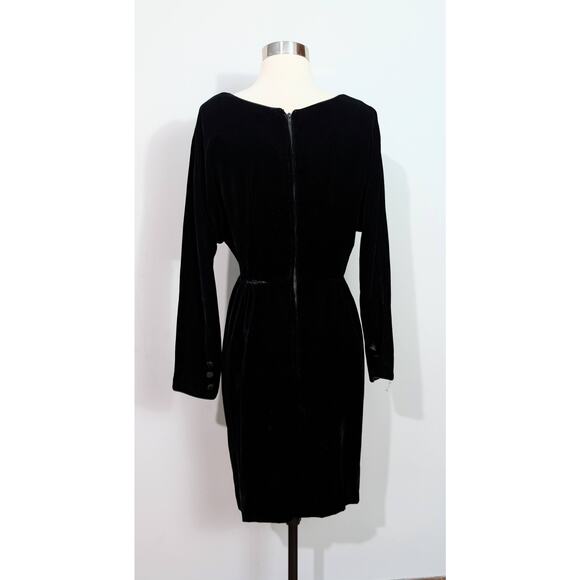 Black Rayon Velvet with Faux Button Up - Picture 4 of 7